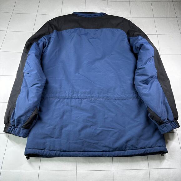 L.L. Bean Jacket Mens Large Blue Black Full Zip Hood Outdoor Warm Pockets Nylon - Picture 2 of 11